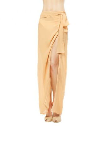Ombre Floral Long Sarong Skirt Beige